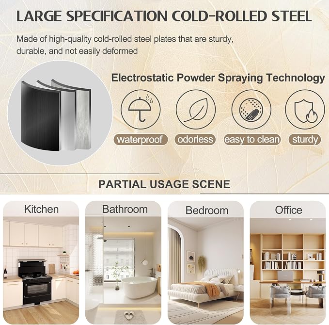 GAIOUS 71" Tall Metal Storage Cabinet with 2 Doors and 4 Adjustable Shelves, Kitchen Pantry Cabinet Black Freestanding Cupboard, 5 Tier Multifunctional Steel Storage for Office, Kitchen, Dining Room