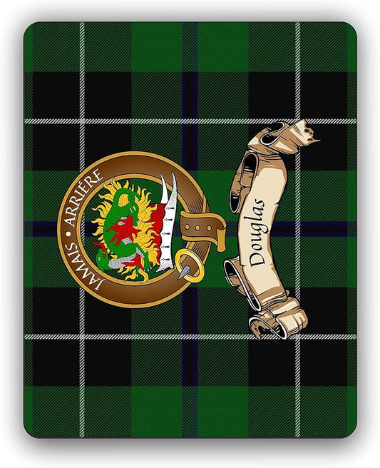 Scottish Clan Douglas Tartan Crest Computer Mouse Pad