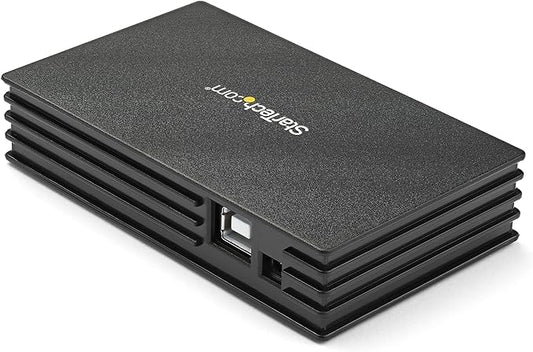 StarTech.com 4 Port Compact Black USB 2.0 Hub - Bus-powered or with Included Power Adapter - Portable Mac/PC laptop hub, TAA (ST4202USB)