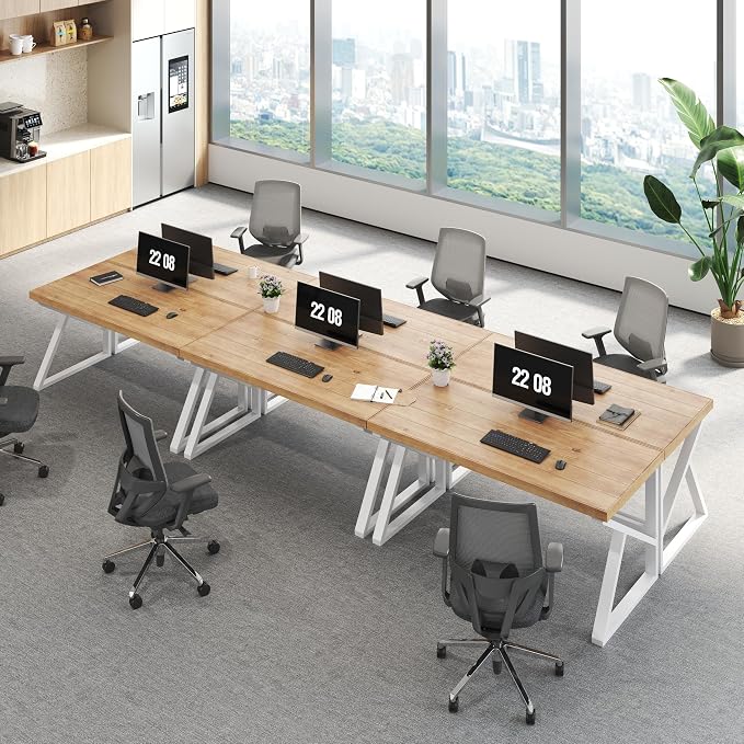 IBF 100% Solid Wood Desk, Minimalist Natural Real Wood Computer Desk, Rustic Desk for Home Office Writing Study, Industrial Wooden PC Gaming Workstation Table, Natrual Oak 47 inch