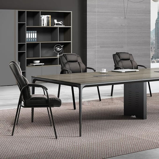 CLATINA Big & Tall 500 lb. Guest Chair, Leather Reception Chairs with Padded Arm Rest for Waiting Room Office Home and Meeting Conference-Black, 8 Pack