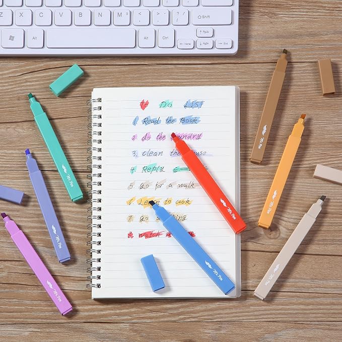 Mr. Pen- Aesthetic Highlighters No Bleed, 8 Pack, Rainbow Rangers | Chisel Tip, Cute Highlighters Assorted Colors for Journaling, Highlighting, Underlining, Fast Dry, Back to School Supplies