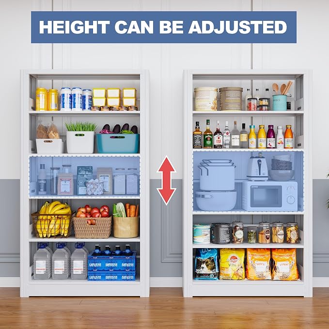 VASAAOSD Bookshelf, Heavy Duty Metal Book Shelf, Tall White Bookshelves with Adjustable Shelves, 280lbs Shelf Capacity, Large Office Bookcase, Display Book Organizer for Living Room Library - 1+1 Set