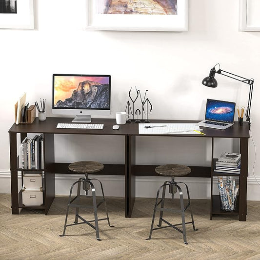 SHW 38-Inch Home Office Computer Desk with Shelves, Espresso