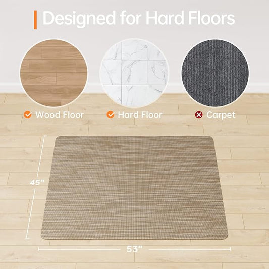 Office Chair Mat, 45" x 53" Computer Chair Mat for Hardwood Floor, Non-Curve Anti Slip Hard Floor Protector for Rolling Chair, PVC Mat Desk Rug for Home Office