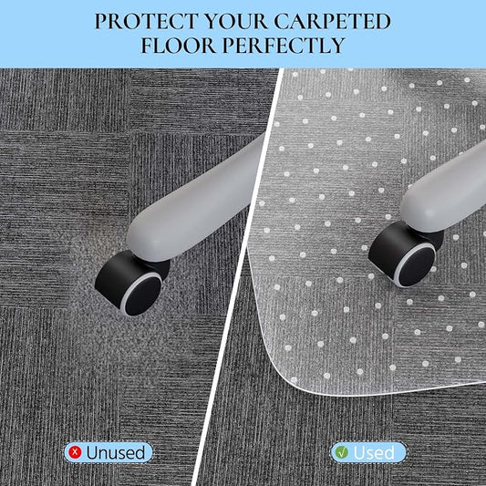 Office Chair Mat, 45" x 53" Transparent Desk Chair Mat for Low Pile Carpeted Floor, Easy Glide Carpet Floor Protector Mat for Home and Office