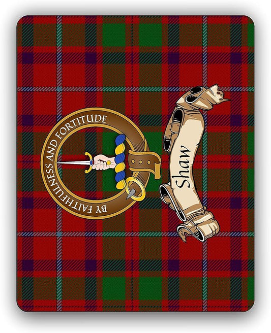 Shaw Scottish Clan Tartan Crest Computer Mouse Pad