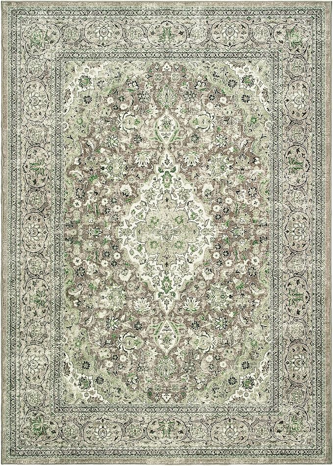 Goideal Washable Rug 3x5, Sage Green Area Rugs Non Slip, Indoor Low Pile Carpet with Rubber Backing for Living Room Kitchen Bathroom Entryway Office Bedroom