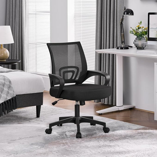 Topeakmart Executive Desk Chair Ergonomic Office Chair Swivel Mesh Back Task Computer Chair with Adjustable Height Armrest for Home Office Conference and Study Room, Black
