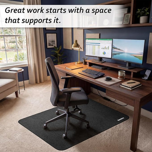 Chair Mat for Carpet | Multi-Surface, Anti-Curl Floor Protector for Office Desk Chair or Rolling Gaming Chair Mat | 48" x 36" Dark Gray — 3X Thicker Than Standard Floor Mats at 0.25"