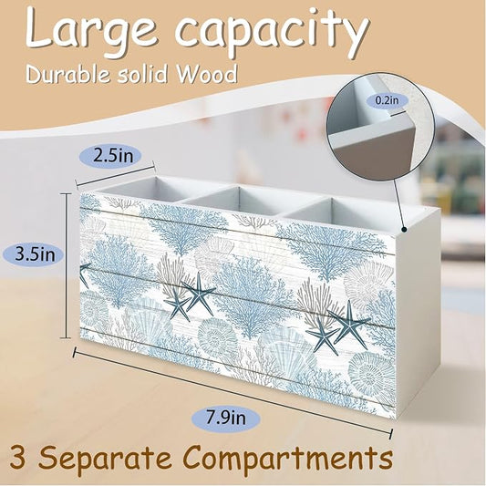 Beach Gifts for Women Men, Coastal Pen Holder for Home Office Desk, Beach Office Decor, Coastal Makeup Brush Toothbrush Holder Organizer for Bathroom Desk Accessories