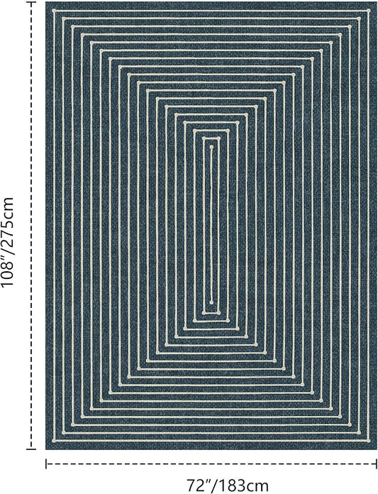 Latte&Fog 6x9 Area Rugs for Living Room Bedroom, Blue Modern Abstract Washable Rug, Boho Non Slip Low Pile Carpet for Indoor Dining Room, Dorm, Classroom, College Dorm, Farmhouse and Kids Room - Blue