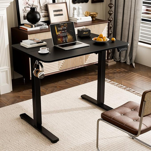 ERGOMAKER 35" Electric Standing Desk, Height Adjustable, Sit Stand Up Desk for Home Office & Computer Workstations, Memory Controller, Black