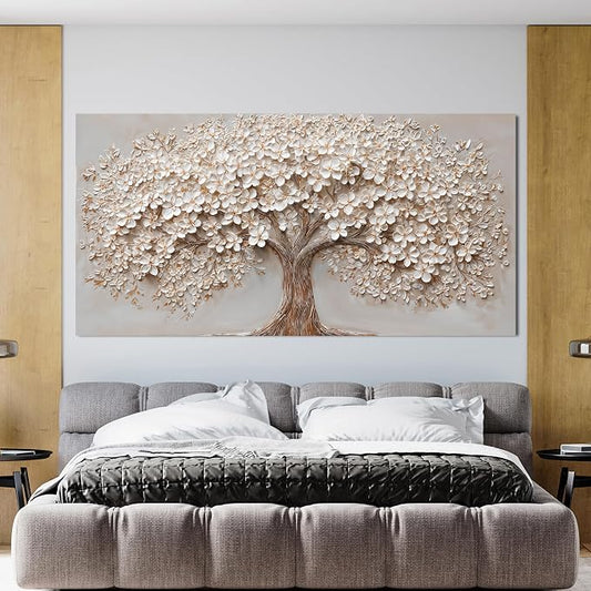 Canvas Wall Art Decor Prints Oversized Wall Art Pictures for Living Room Tree of Life Wall Art Decor Canvas Art Wall Decor Modern Large White Wall Art Prints Artwork for Walls Bedroom Office Decor 29" X 58"