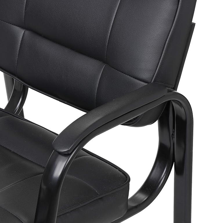 SUPER DEAL Office Guest Chair Bonded Leather Executive Side Chair Reception Chair W/Solid Metal Frame Home Office Furniture Set of 3