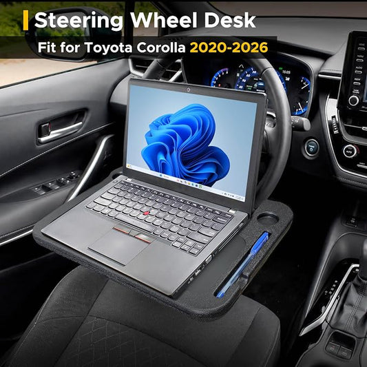 EcoNour Steering Wheel Desk Tray Compatible for Toyota Corolla 2020-2026 | Car Laptop Mount Tray with Pen Holder | Food & Drink Holder | Multipurpose Travel Car Accessories