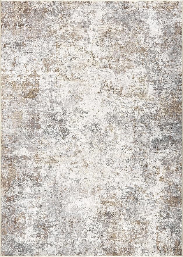 UERMEI 9x13 Area Rug Living Room Rugs Thickened - Washable Neutral Modern Abstract Soft Rug Indoor Floor No Slip Rug Carpet for Bedroom Under Dining Table Home Office Decor - Brown Grey