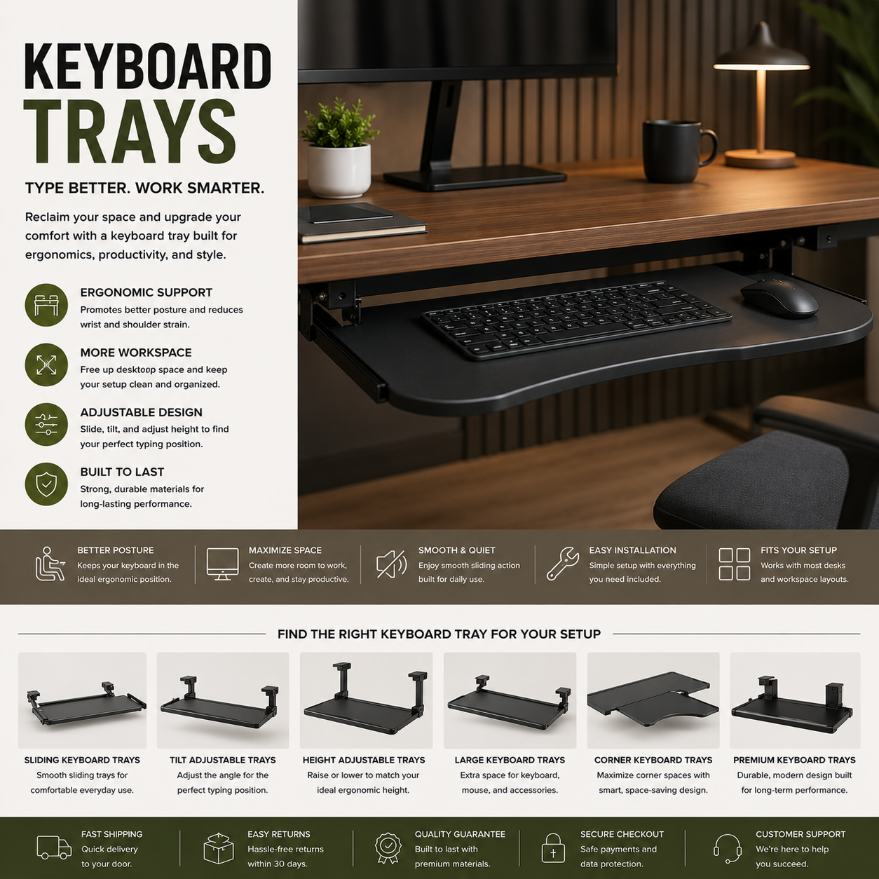 Keyboard Trays | Ergonomic Desk Organization Solutions