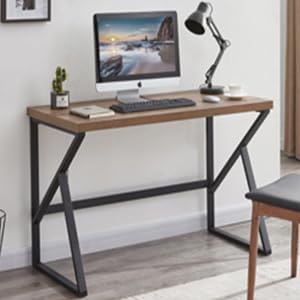 HSH Home Office Computer Desk, Industrial Modern Simple Metal Wooden PC Laptop Executive Desk, Farmhouse Student Computer Table for Work Study Writing Gaming in Bedroom Living Room, Rustic Oak 47 Inch