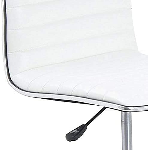 BTEXPERT Set of 2,Swivel Leather Soft Upholstery Office Mid Back Armless Ribbed Designer Task Chair, White (5029W-2)