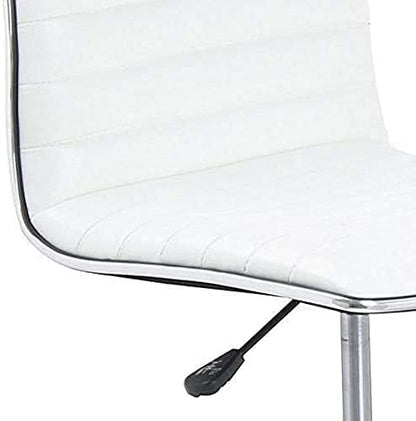 BTEXPERT Set of 2,Swivel Leather Soft Upholstery Office Mid Back Armless Ribbed Designer Task Chair, White (5029W-2)
