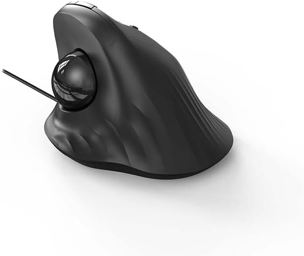 JOMAA Wired Trackball Mouse – 6-Button Ergonomic Design with CPI Switch (400/800/1200/1600), Red LED Indicator, 250Hz Polling Rate, Plug & Play, for PC, Laptop, Desktop (Black)