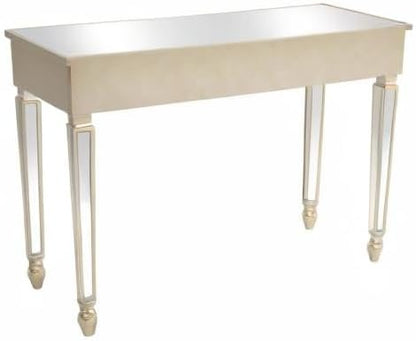 Henf Mirrored Console Table, Modern Makeup Vanity Desk Dressing Table with 3 Drawers, Contemporary Vanity Sofa Table for Entryway/Living Room/Bedroom (Champagne Gold)