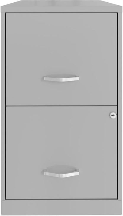 Scranton & Co Set of 2 18" D 2-Drawers Metal File Cabinet in Arctic Silver