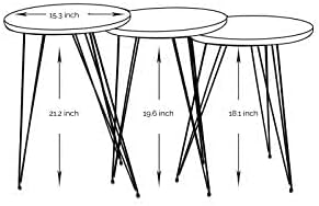Set of 3 White Marble Nesting End Tables Round Wood Stacking Coffee Side Accent Table with Metal Legs for Living Room, Home Office, Nightstands for Bedroom