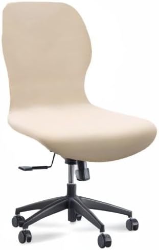 Deisy Dee Velvet Stretch Armless Office Chair Covers - Colorful Stretch Slipcover for Desk Chairs (Khaki)