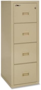 FireKing Turtle Vertical 4 Drawer Legal and Letter Fire Safe File Cabinet with Key Lock, 1 Hour Fire Rated, UL Rated & Water Resistant Home Safe, Filing Cabinet, Made in the USA, Parchment