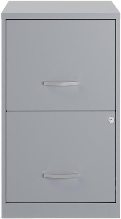 Scranton & Co Set of 2 18" D 2-Drawers Metal File Cabinet in Gray/Platinum