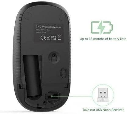 VssoPlor Wireless Mouse, 2.4G Slim Portable Computer Laptop Mouse with Nano Receiver Quiet Silent Optical Mice for Notebook, PC, Laptop, Computer-Black and Green