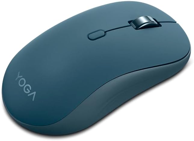 Lenovo Yoga Bluetooth Silent Mouse, 3 Level DPI Adjustment, 36 Month Battery Life, Bluetooth 5.3, 3 Device Paring, Whisper Quiet, Programmable Buttons, Smooth Finish, Tidal Teal