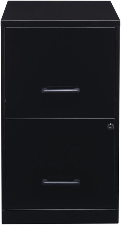 Scranton & Co 18" 2-Drawer Modern Metal Filing Cabinet, Black Finish, Durable Steel Construction, Locking High-Side Drawers for Letter-Size Files, Compact Home or Office Storage Solution, Fully