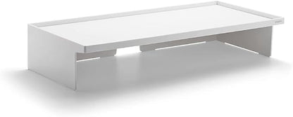 Poppin White Monitor Riser - Lacquer-Like Finish, Cable Cutout in Back, Take Monitor to New Heights, Doubles As All-Purpose Shelf, Stacks with Accessory and Letter Trays, 21,1" x 10,6" x 4,1"