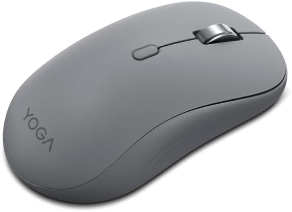 Lenovo Yoga Bluetooth Silent Mouse, 3 Level DPI Adjustment, 36 Month Battery Life, Bluetooth 5.3, 3 Device Paring, Whisper Quiet, Programmable Buttons, Smooth Finish, Luna Grey