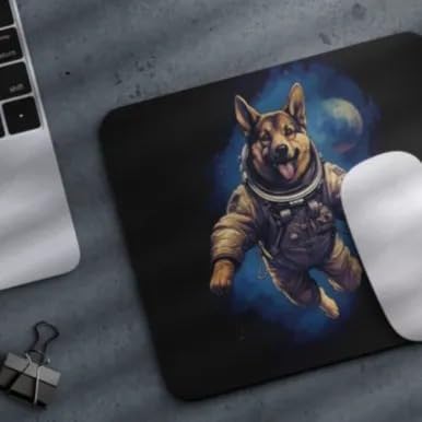 Mouse Pad German Shepherd Astronaut Dog in Space Mouse Pad Puppy floating in Space for Home Office Work Desk Computer Desktop Laptop for Dog Lovers