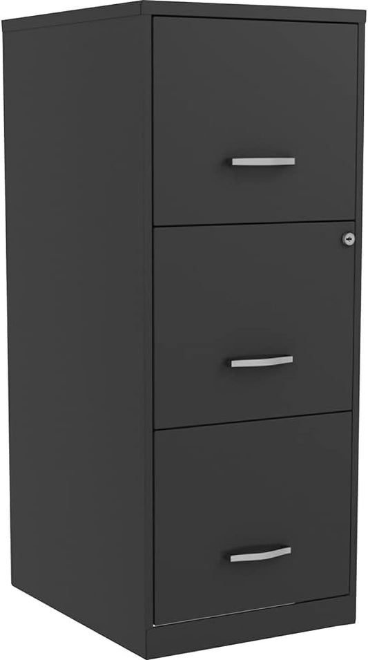 Lorell NuSparc 3 Drawer Locking Filing Cabinet | Pre-Assembled Steel Construction | Space-Saving Design is Perfect for Home and Small Office | Letter-Size | Assembled in North America