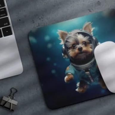 Mouse Pad Astronaut Dog in Space Mouse Pad Puppy floating in Space for Home Office Work Desk Computer Desktop Laptop for Dog Lovers (Yorkie)
