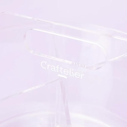 Craftelier - Pen Holder for Desk, Clear Acrylic 360 Degree Spinning Organizer With 6 Storage Slots with Carry Handle and 7.87" (20 cm) Diameter, Ideal for Home, School & Office Supplies