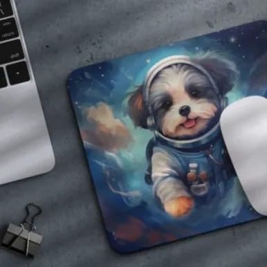 Mouse Pad Havanese Astronaut Dog in Space Mouse Pad Puppy floating in Space for Home Office Work Desk Computer Desktop Laptop for Dog Lovers