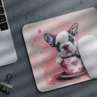 Dog Mousepad Desktop Laptop Computer Accessories Puppy in Tea Cup Mouse Pad Home Office Gaming Work Desk Computer Non-Slip Rubber Mousepad (Bulldog)
