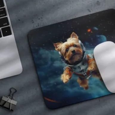 Mouse Pad Astronaut Dog in Space Mouse Pad Puppy floating in Space for Home Office Work Desk Computer Desktop Laptop for Dog Lovers (Yorkshire Terrier)