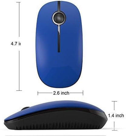 VssoPlor Wireless Mouse, 2.4G Slim Portable Computer Mice with Nano Receiver for Notebook, PC, Laptop, Computer-Black Blue
