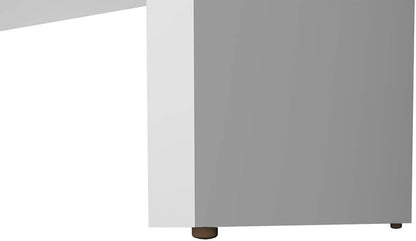 White Minimalist Desk - Home Office Computer Workstation with Cable Management