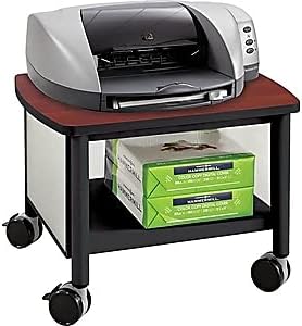Safco Products Impromptu Under Desk Printer Stand 1862BL, Cherry Top, Black Frame, 50 Lbs. Capacity, Contemporary Design, Swivel Wheels