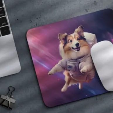 Mouse Pad Astronaut Dog in Space Mouse Pad Puppy floating in Space for Home Office Work Desk Computer Desktop Laptop for Dog Lovers (Shetland Sheepdog)