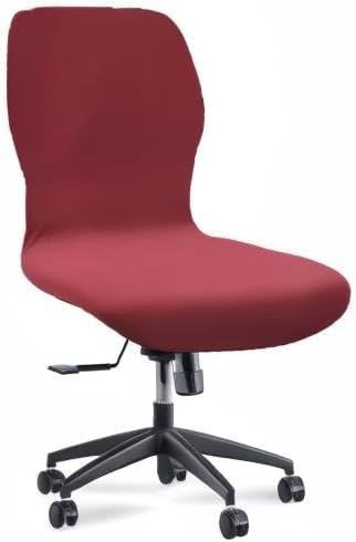 Deisy Dee Velvet Stretch Armless Office Chair Covers - Colorful Stretch Slipcover for Desk Chairs (Burgandy)