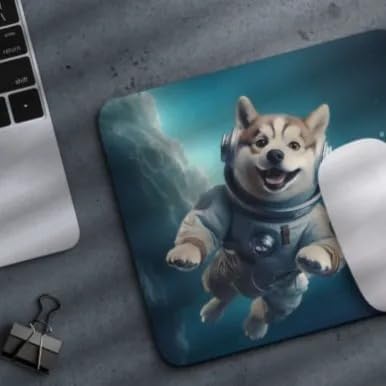 Mouse Pad Astronaut Dog in Space Mouse Pad Puppy floating in Space for Home Office Work Desk Computer Desktop Laptop for Dog Lovers (Siberian Husky)